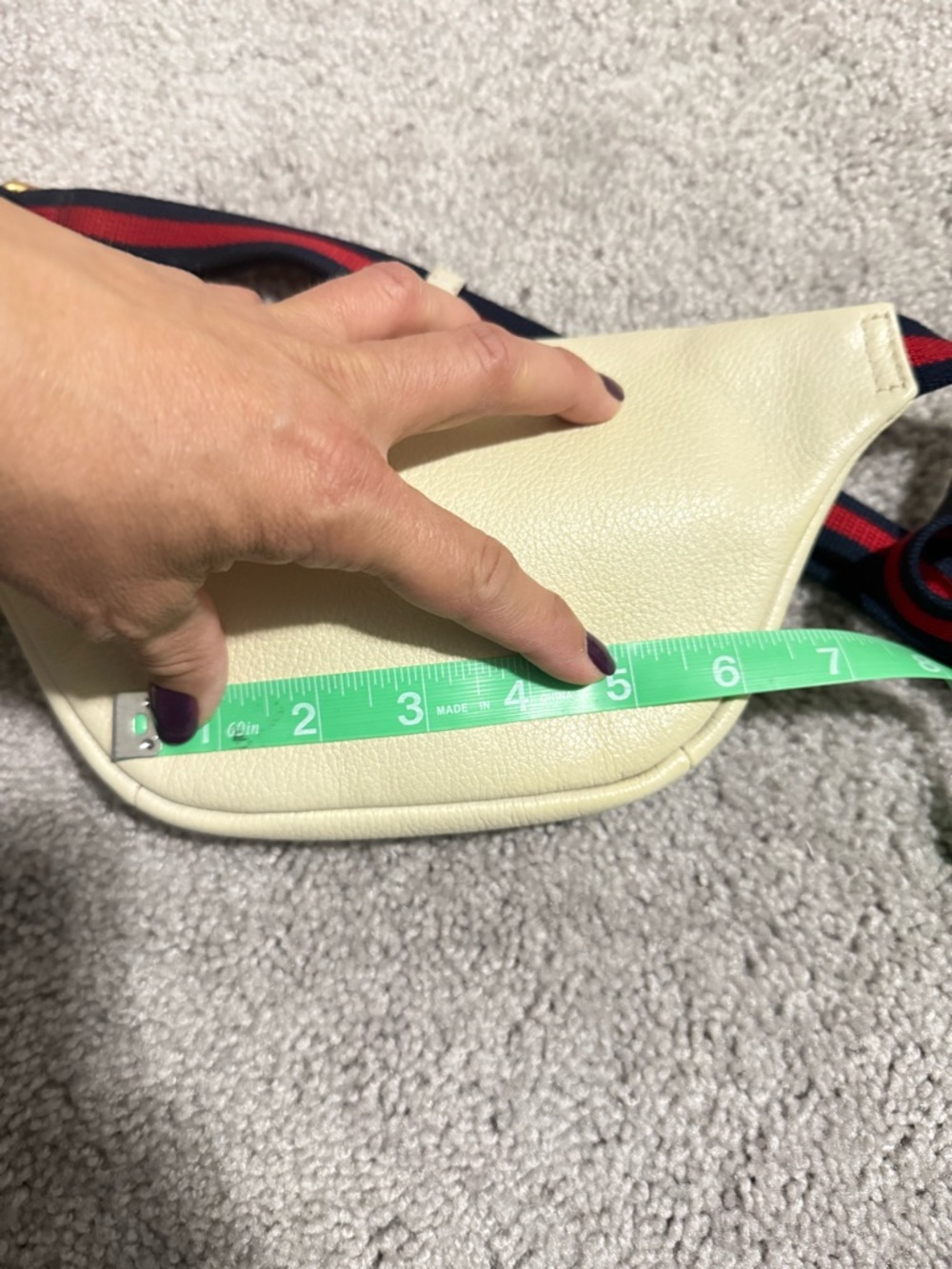 Gucci Cream Leather Belt Bag with Green-Red Web and Navy-Red Strap - Picture 10 of 11